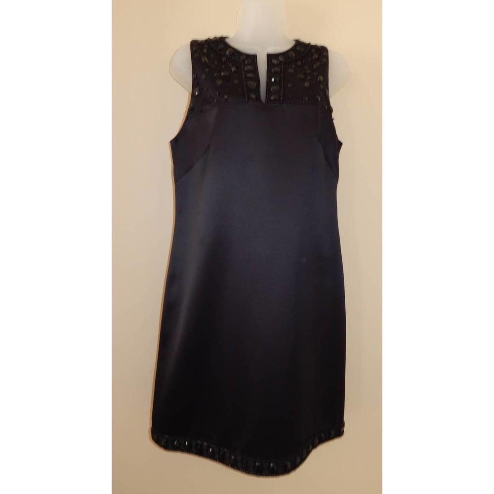 Laundry by Shelli Segal black satin dress with bead detail size 8